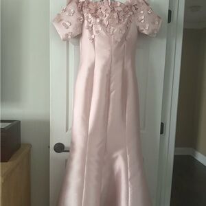 Chic Blush Floral Embellished Wedding Dress